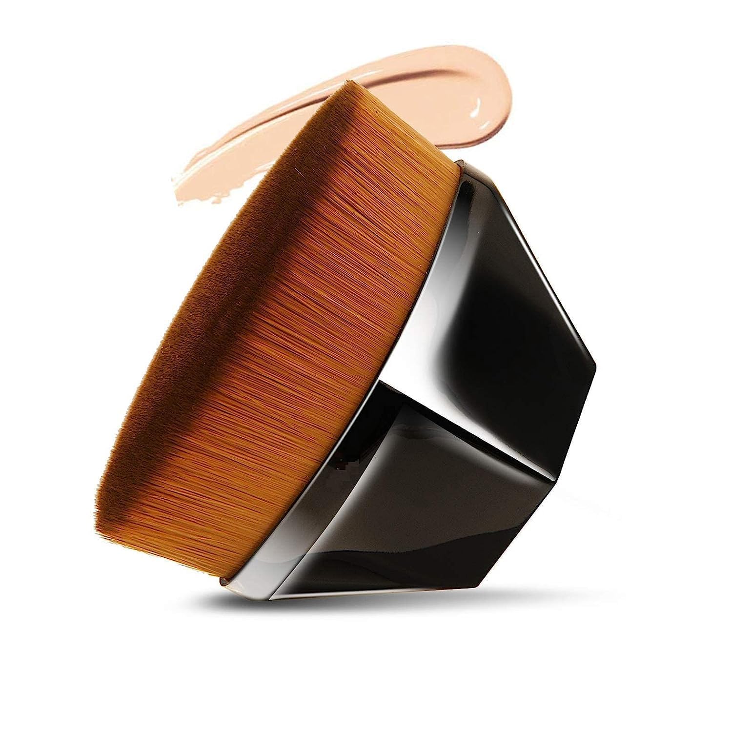 GLOW FIRST Foundation Brush for Liquid Makeup - Flawless Flat Top Kabuki Face Brush for Blending Liquid, Cream, Powder Foundation Momma Makeup Brush with Case (black)