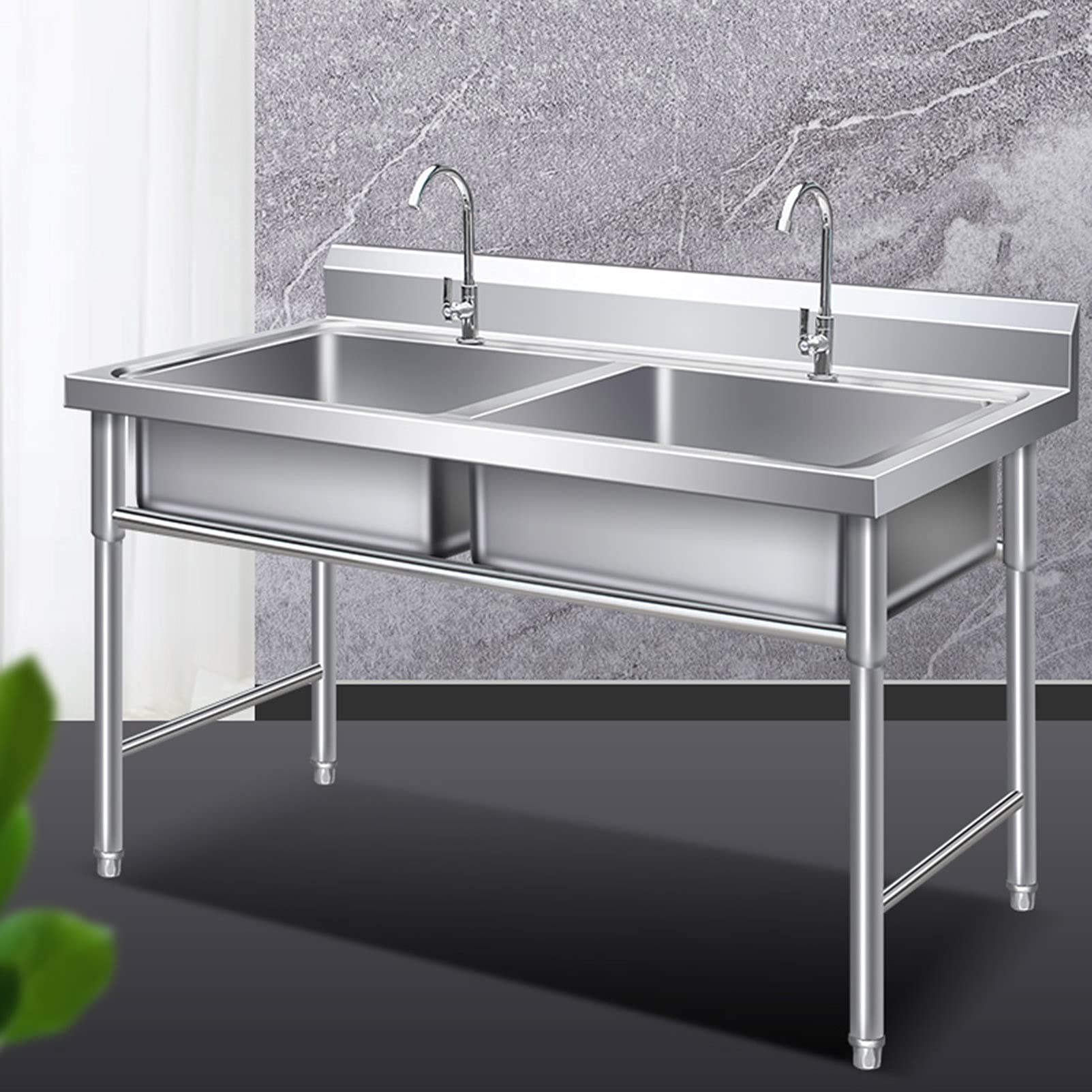 Lavello da Cucina, Lavello in Acciaio Inox, Lavello con Staffa Stabile E Durevole. Lavello Singolo E Doppio, Utilizzato in Bar, Ristoranti, Bagni/Stile Spesso/120 * 60 *