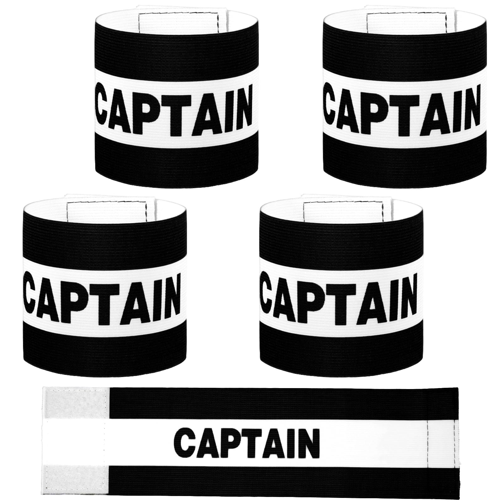 Mabor 4Pcs Captain Arm Bands for Soccer, Black Adjustable Soccer Captain Armband, Arm Bands Football for Adults Youth Rugby Basketball Volleyball Teams