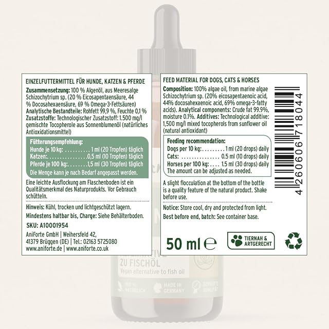 Foto 7 de 7 de AniForte Aceite de Algas para Perros y Gatos, 50 ml