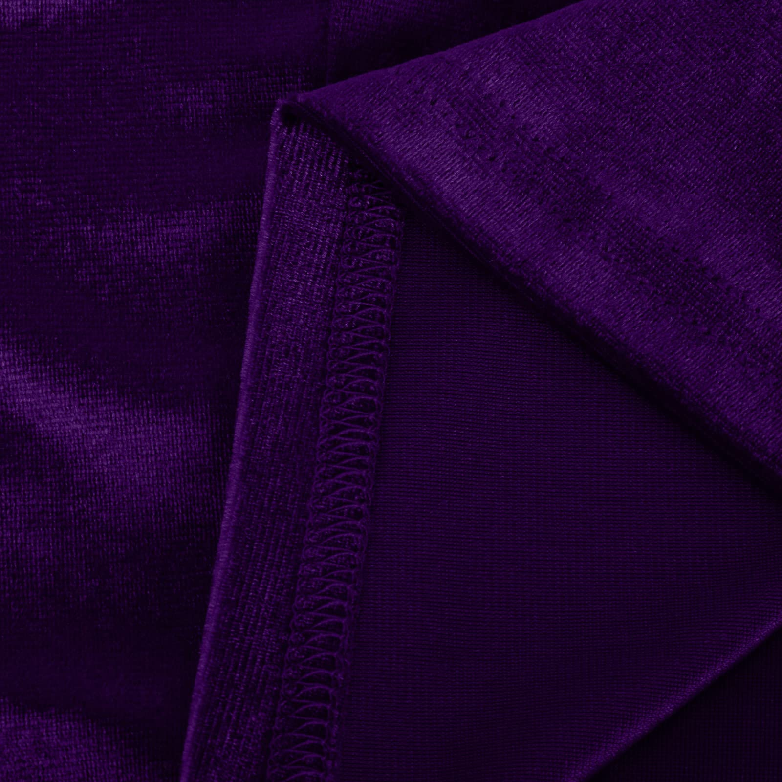 Robe vintage en velours avec col en V et col roulé - Manches longues - Robe de soirée moulante - Robe de bal élégante et rétro, 1056-Violet, XL