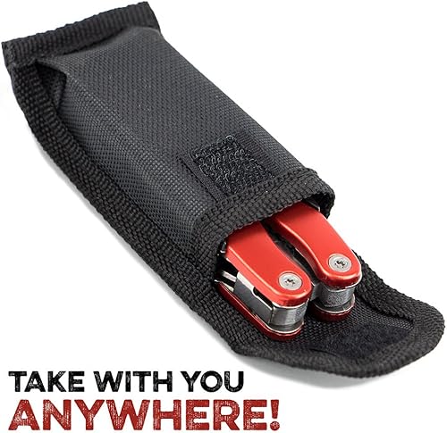 Miniatura 6 de Knack - Multiherramienta 11 en 1, herramienta plegable de bolsillo de acero inoxidable de 3 pulgadas con bolsa de transporte (rojo)