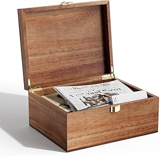 Yaoyiizy Wooden Keepsake Box, Acacia Memory Box with a Hinged Lid, Wooden Storage box, for Picture Letter Time Capsule - Wooden Gift Boxes