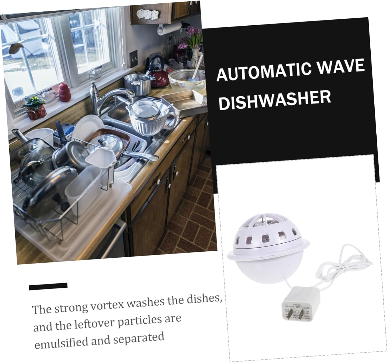 Balacoo Wave Dishwasher Cleaner Small Portable Dishwasher for Countertop Bowl Washing Machine High Pressure Bubble Cleaning