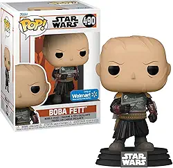 Funko Pop! Star Wars: Mandalorian - Boba Fett sem capacete de vinil exclusivo que balança a cabeça
