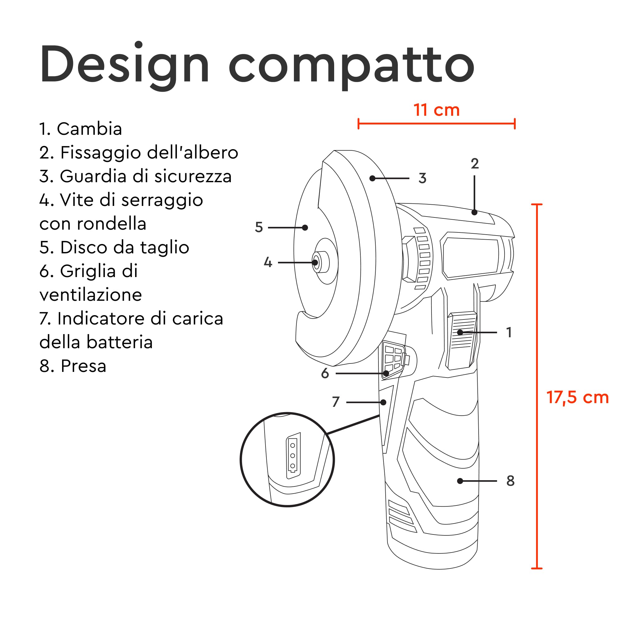 Mini Smerigliatrice Angolare a Batteria 12V, 76mm. Motore Senza Spazzole, 18500 rpm, per Taglio, Lucidatura e Levigatura. Include 2 batterie 2Ah, caricatore e 7 dischi. CG-12BC Ultra