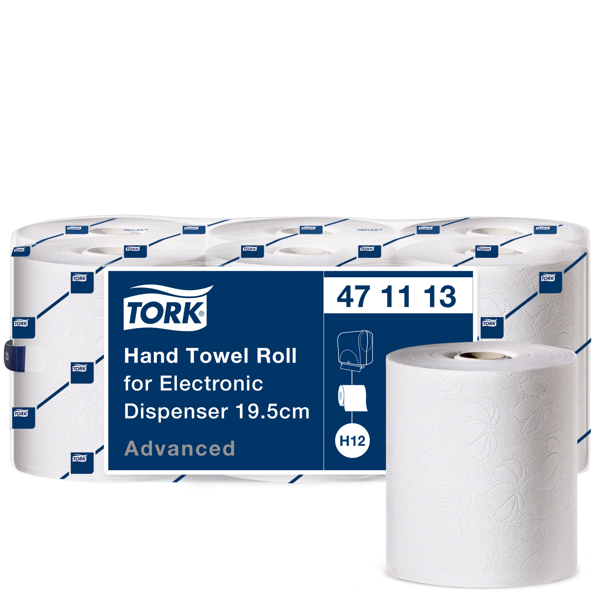 Tork Hand towel roll for electr. disp.2-ply, pack 471113 | white, 144.3mx19.3cm, 6 rolls