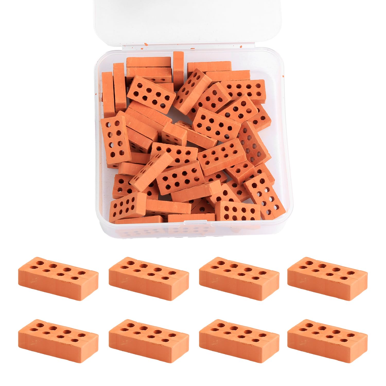 Gaomumu 50PCS Brick Model Building Blocks, Realistic Mini Miniature Bricks, Small World Puzzle Toys, Suitable for DIY Dollhouse, Garden Plant Ornaments and Home Decor