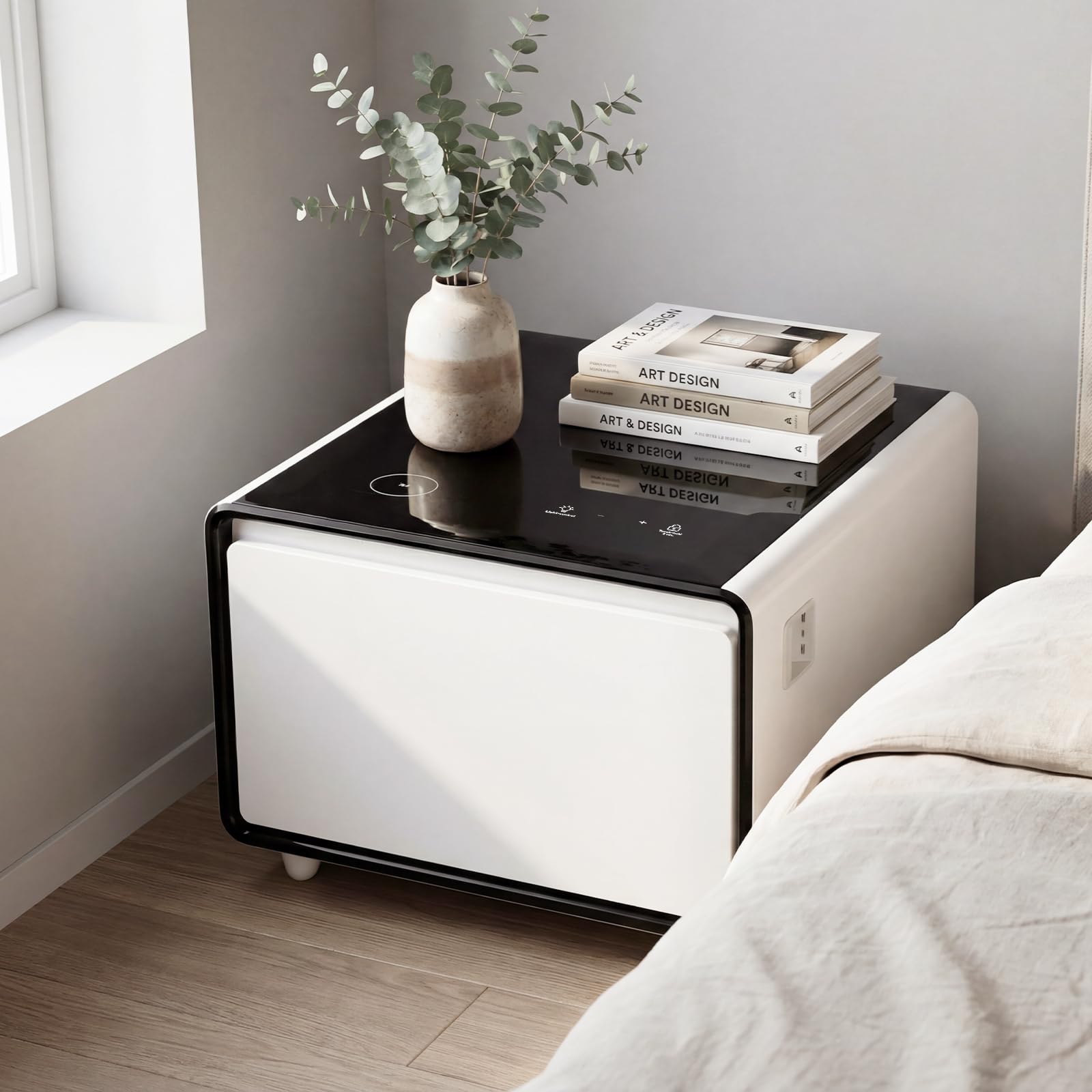 Smart Coffee Table with Fridge — Smart Center Table with Wireless Charging