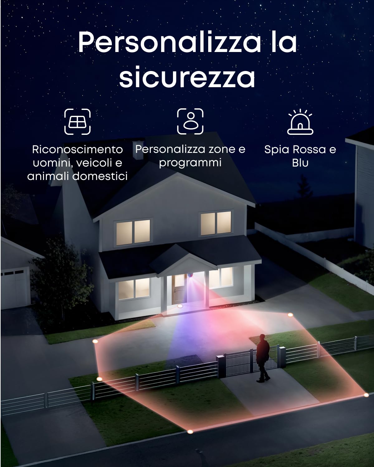 Sistema NVR PoE eufy E40, 4 Telecamere 4K, Telecamera Esterna, 4K UHD, Campo Visivo 122°, Visione Notturna a Colori, Reg. 24/7, rilevamento AI, Strobo Rosso e Blu, NVR 8 canali, HD 2 TB preinstallato