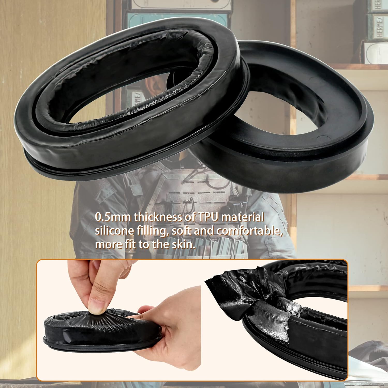 Gel Earpads Compatible with Comtac Headsets Tactical Headsets,Gel Seal for Comta Ear Protection - Image 2