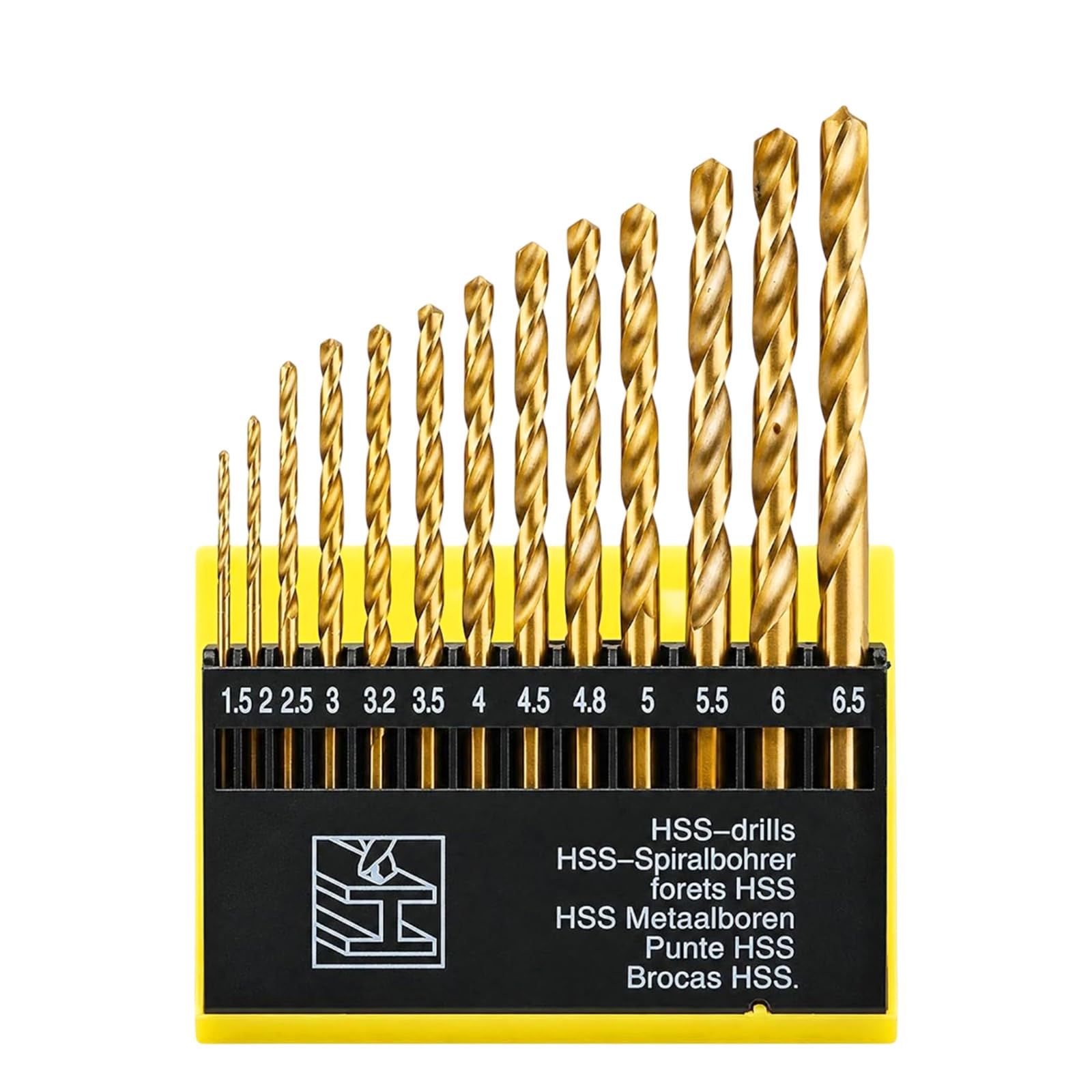 EUQWOSDD 13PCS HSS Twist Drill Bit Set, Titanium Coated Hex Shank Drill Bits 1.5-6.5mm 135° Split Point for Metal Wood Plastic