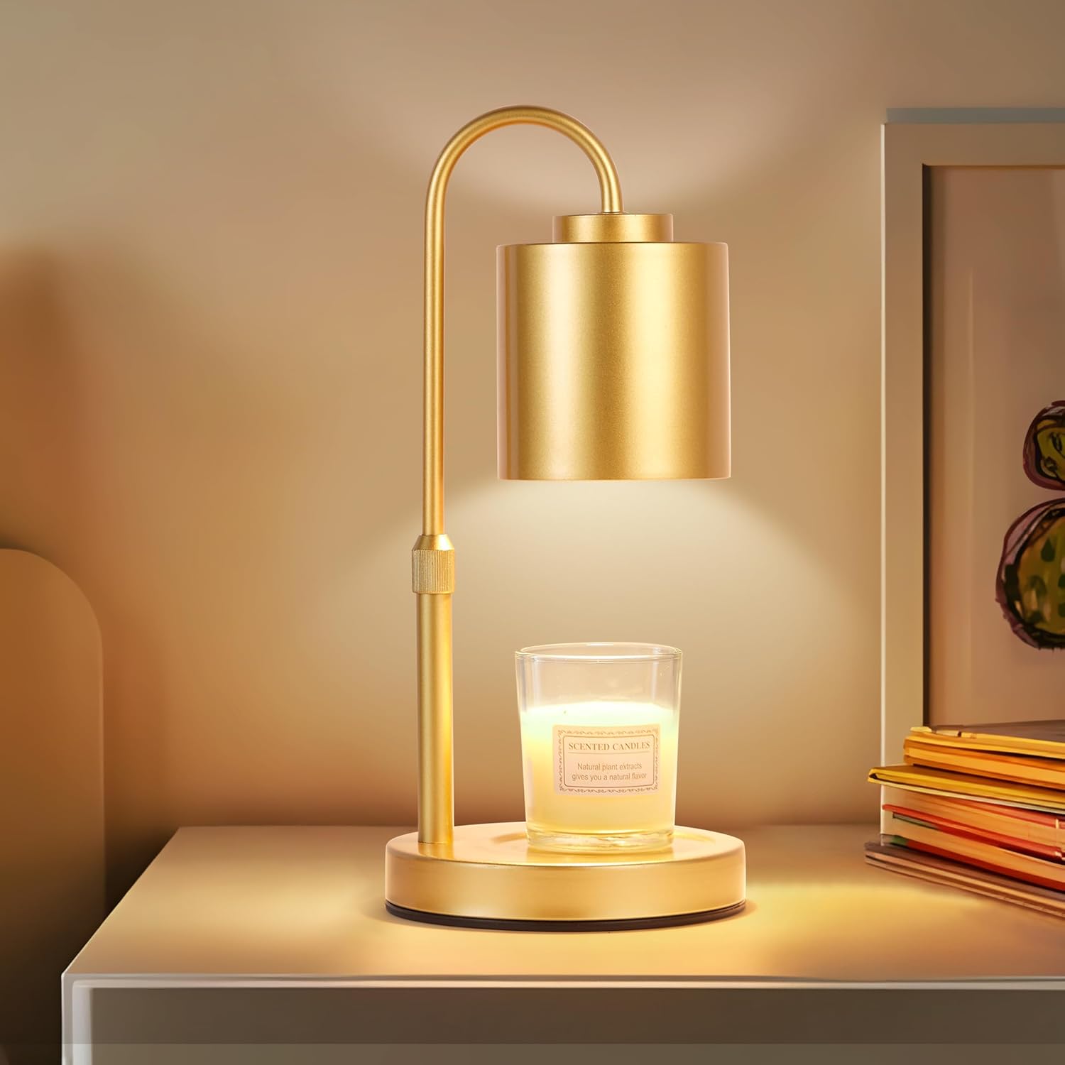 CASTLELIFE Candle Warmer Lamp with Timer & Dimmer, Height Adjustable Electric Wax Melt Warmer for Jar Candles, Gifts for Mom Home Decor, Gold