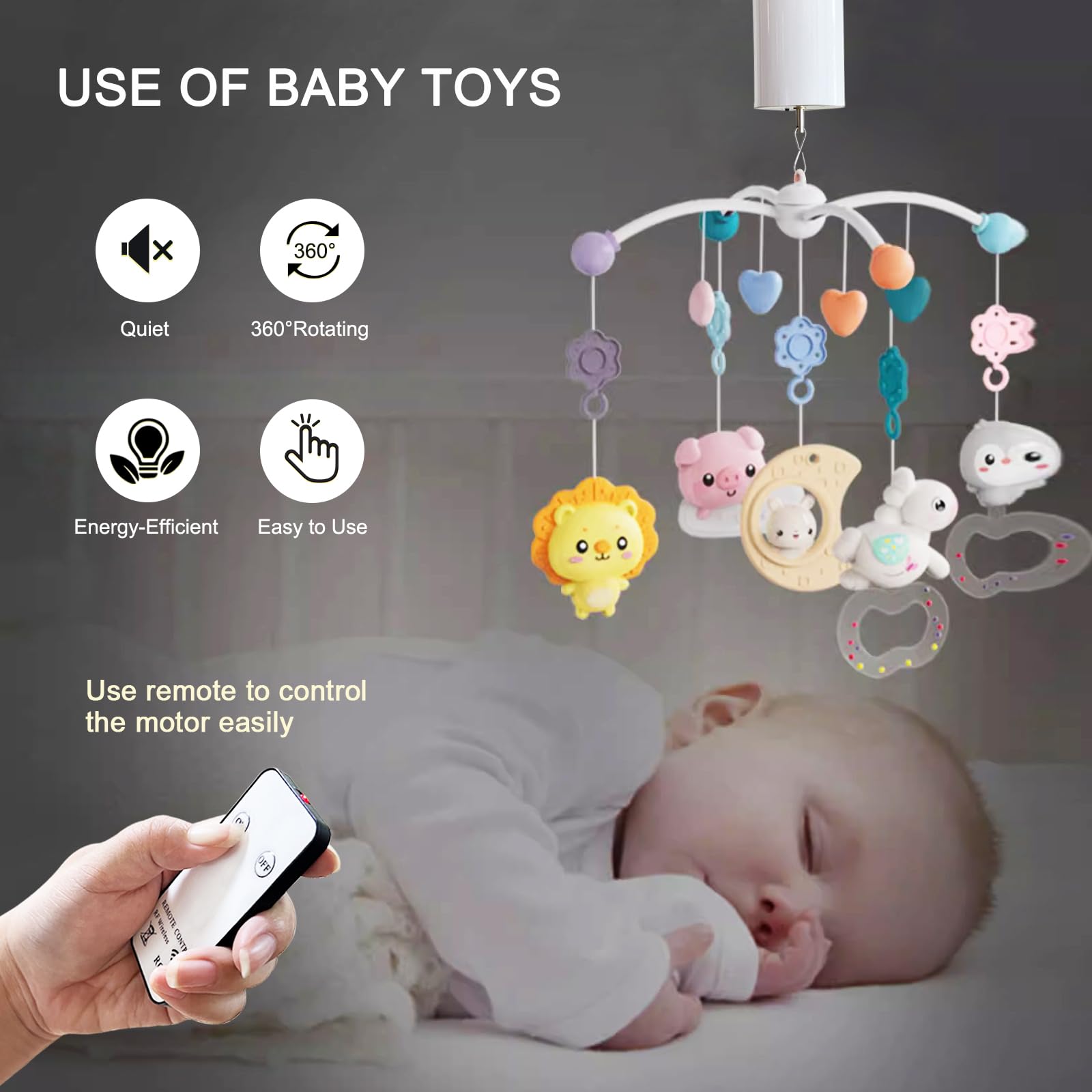 Goolyrusim Moteur à vent avec télécommande, moteur d'affichage suspendu pour éolienne, carillon éolien, décoration de jardin, moteur d'ornement rotatif pour boule discothèque, berceau de bébé, moteur