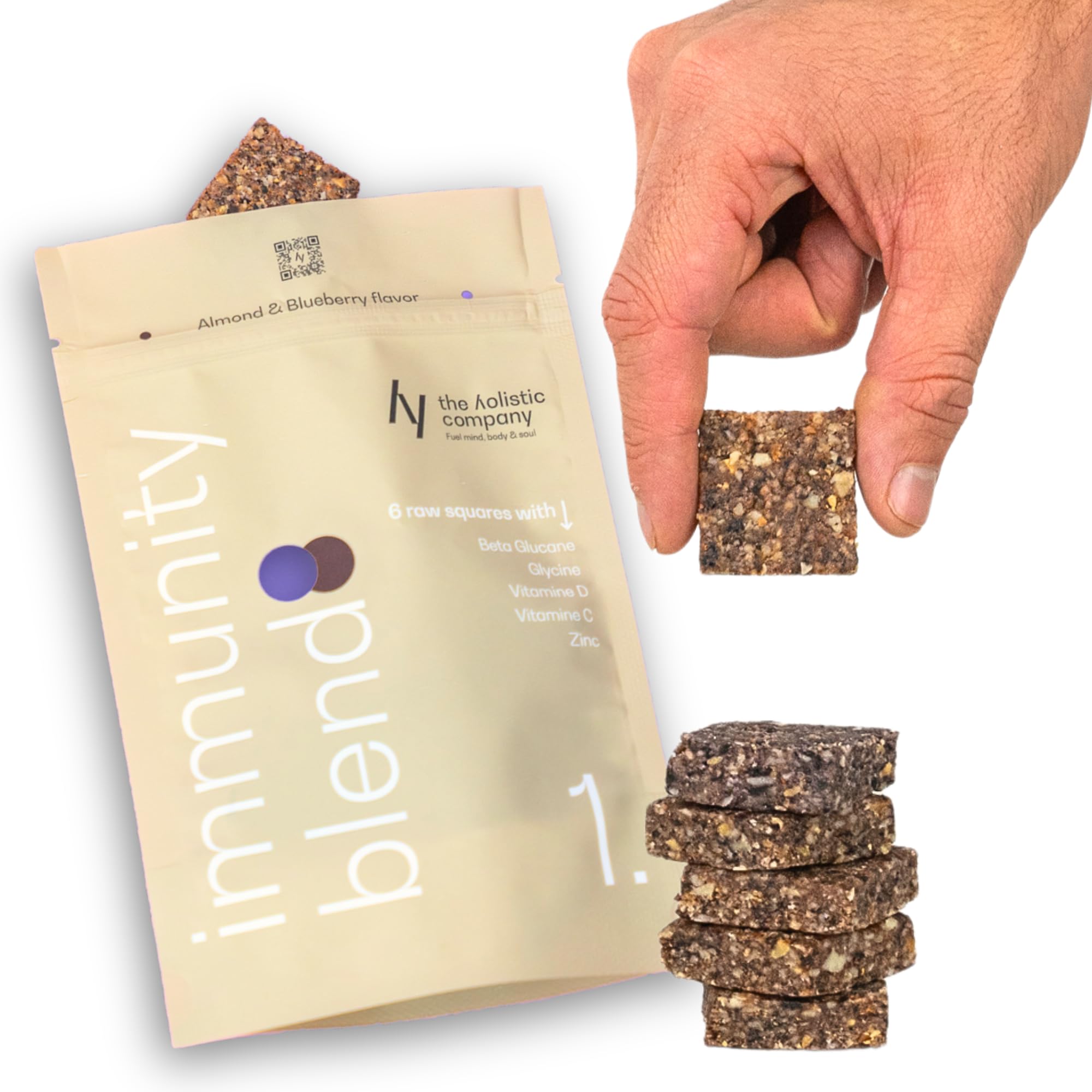 6 Bouchées Protéinées Amande et Myrtille | Snack Sain Riche en Proteine Vegetale, Vitamine C & D, Zinc| Barre Protéinée Aux Amandes |Pre Workout Multivitamines Minéraux Keto Sans Sucre Ajouté 6 x 10gr