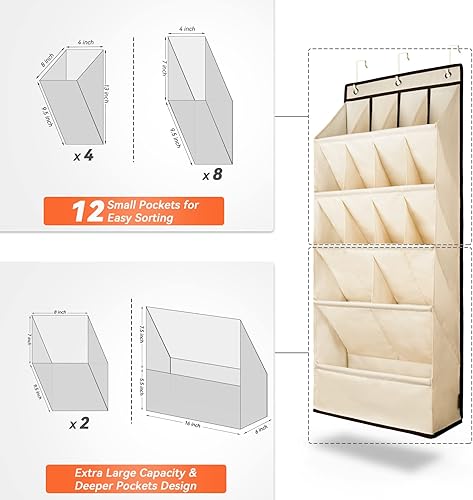 Miniatura 4 de FENTEC Organizador de zapatos para colgar sobre la puerta, organizador de zapatos colgante con gran bolsillo profundo para zapatos, para armario,