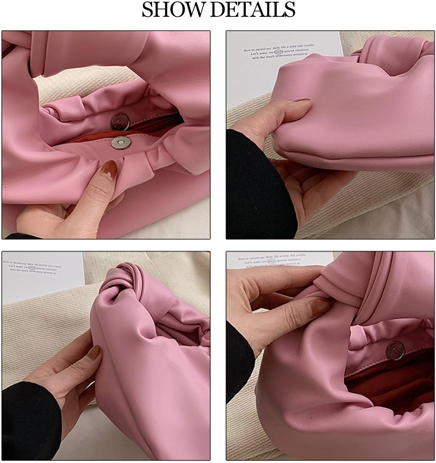 Women's Wrinkled Leather Cloud Shape Knotted Handbag Fashion Y2K Dumpling Underarm Hobo Clutch Purse for Party Shopping