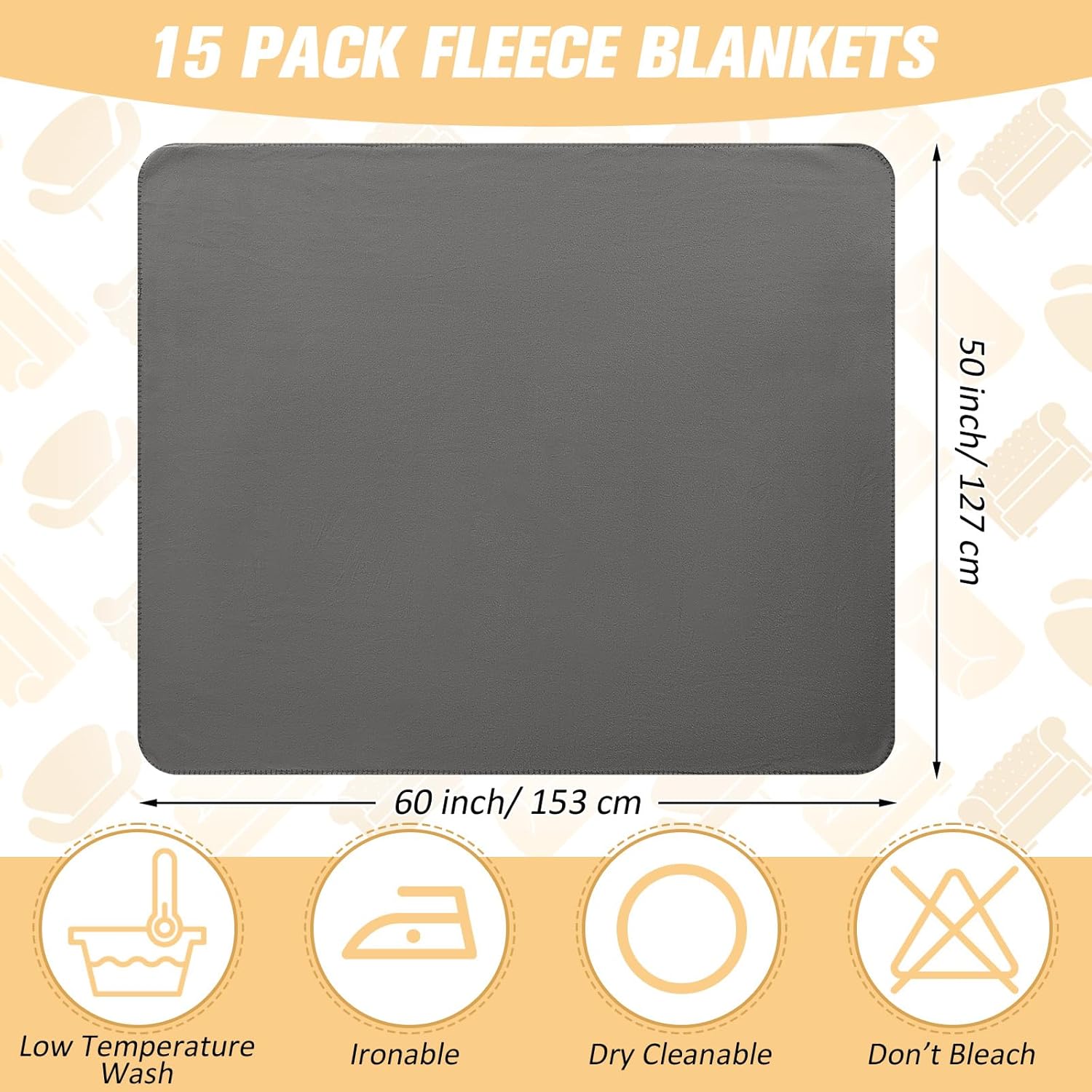 Newwiee 15 Pack Fleece Blankets Bulk 50 x 60 Inch Double Sided Ultra Soft Fleece Throw Blankets Bulk Lightweight Warm for Airplane Home Office Wedding Gifts Outdoor Use (Gray) - Image 2