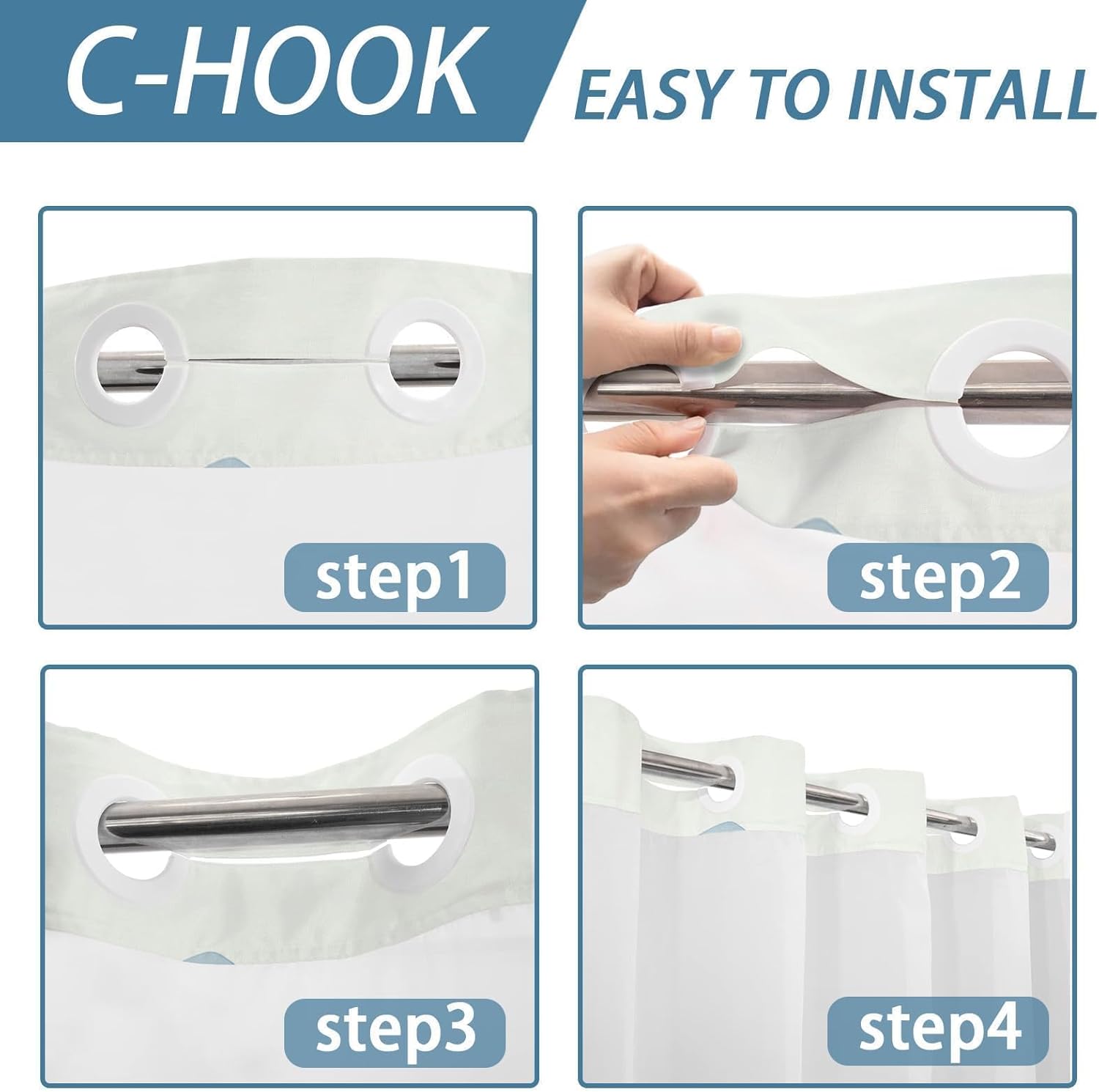 Forest Hookless Shower Curtain with Snap in Liner, Nature Mountain No Hook Double Layer Shower Curtain and Liner Set, Ringless with Window Waterproof Cloth Fabric, 71" W x 86" L