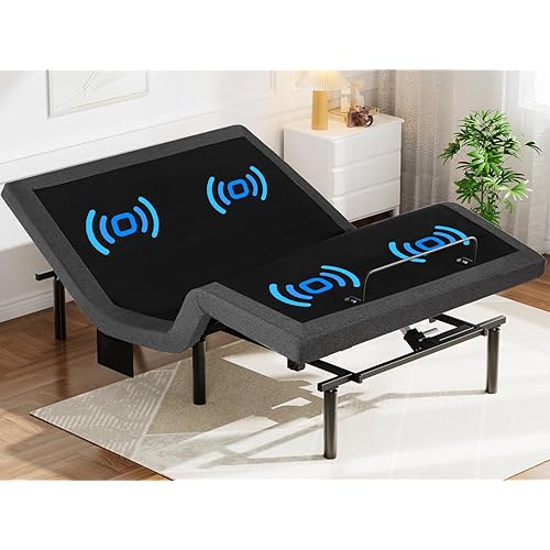 Pipishell Queen Adjustable Bed Frame with Massage, Electric Bed Base with Head & Foot Incline, USB-A & USB-C Ports, LED Under-Bed Lighting, 4 Leg Height Options, and Easy 3-Step Assembly