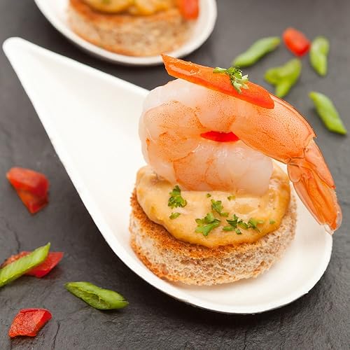 Miniatura 6 de Restaurantware Pulp Tek - Platos de degustación de 3.1 pulgadas, 100 platos desechables en forma de huevo, fáciles de sostener, mini platos de sabor