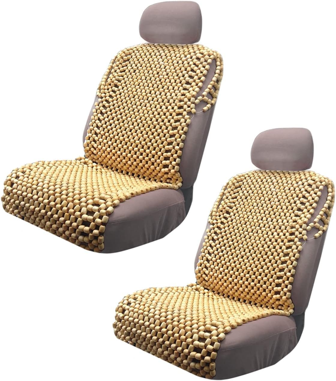 Photo 1 of VaygWay Beaded Seat Cushion Car Driver Seat Cover with Durable & Double Strung Natural Wood Beads- 2 Pc. Cooling Comfort Ventilated Massaging Support Cushion for Cars, Trucks