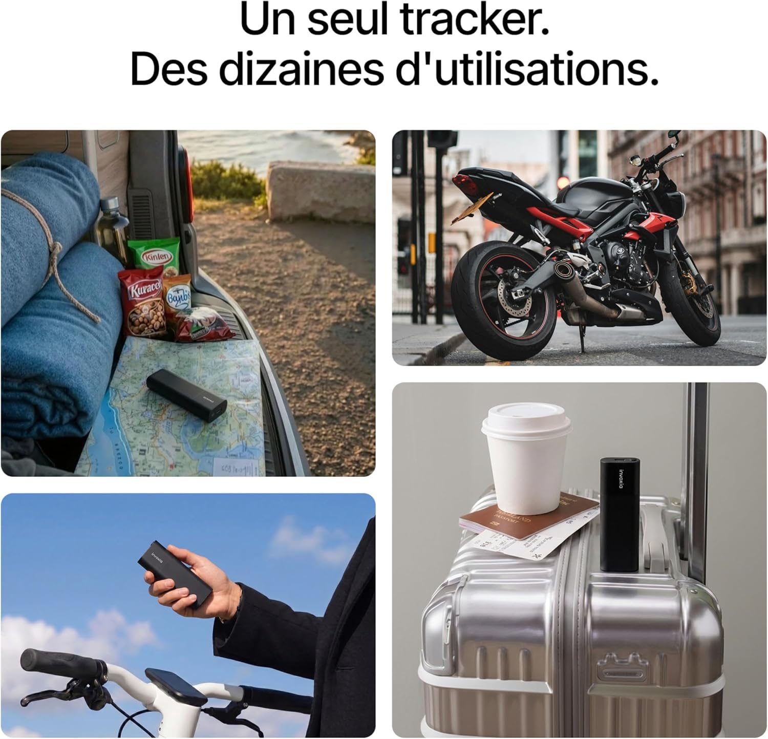 Invoxia GPS Tracker Pro Max - Traceur GPS 4G LTE-M Temps Réel - Live Tracking 1 Position/Seconde - Autonomie Jusqu'à 6 Mois - IP67 - Abonnement 3 Ans Inclus - Moto Vélo Van Voiture Valise Caravane