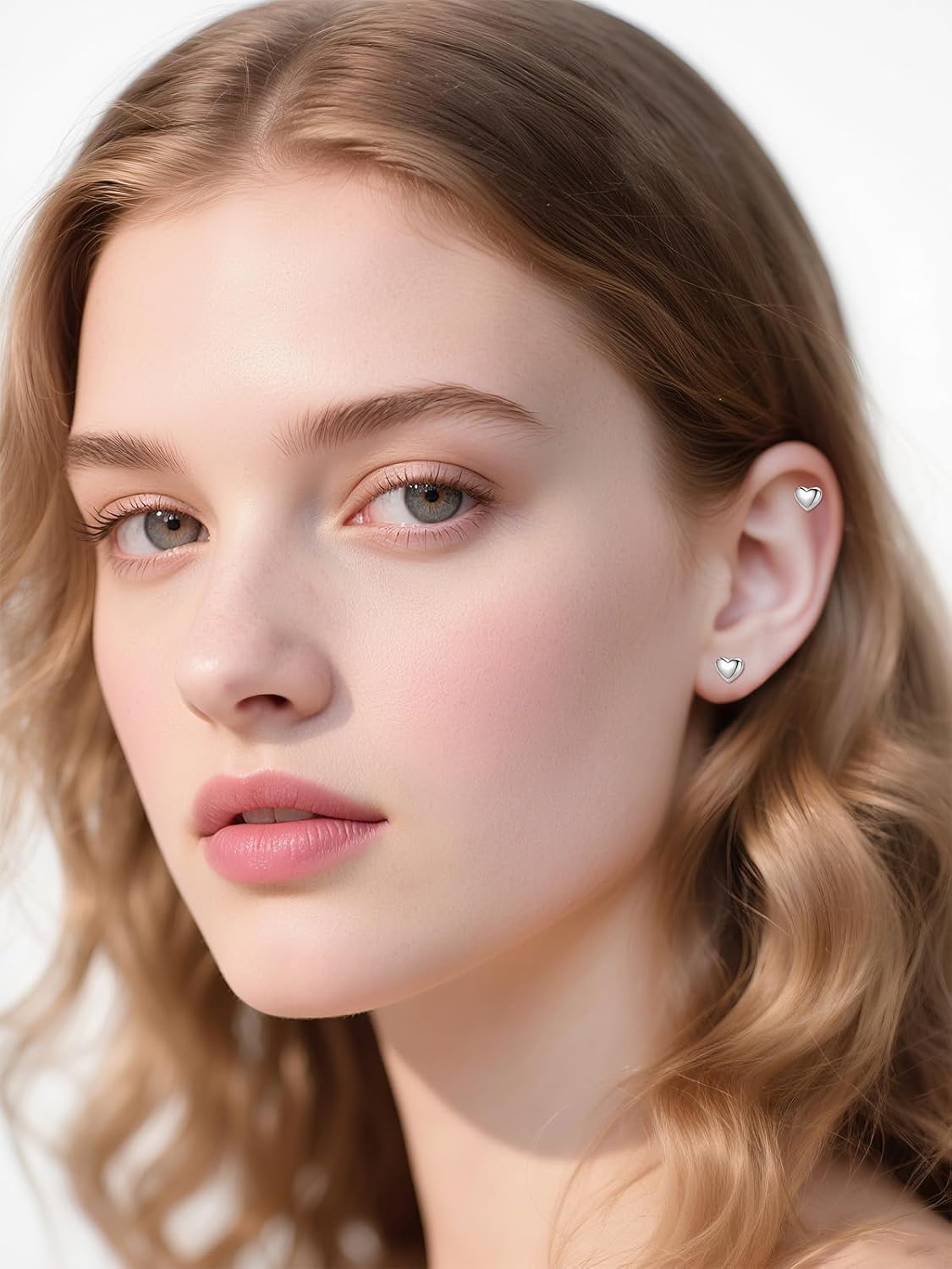 20G Tiny Heart Stud Earrings for Women Silver Plated Hypoallergenic Cute Small Ball Screw Back Studs Mini Cartilage Tragus Post Dainty Minimalist Mother's Day Birthday Christmas Jewelry Gifts - Image 3