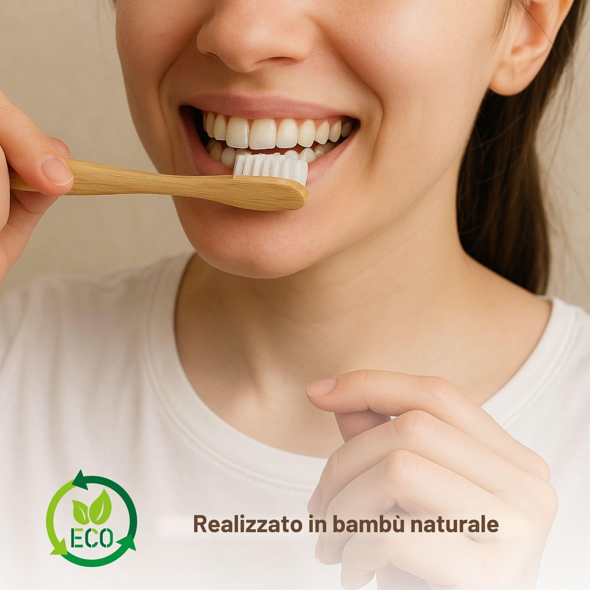 Confezione da 50 set dentali con spazzolino da denti in bambù e dentifricio da 3 g - manico naturale - astuccio singolo riciclato - set dentale ecologico per alberghi, cliniche e alloggi