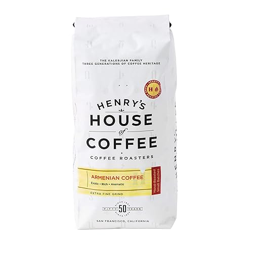 Henry's House Of Coffee  Café armenio tostado oscuro  Molido extrafino bolsa de 12 onzas