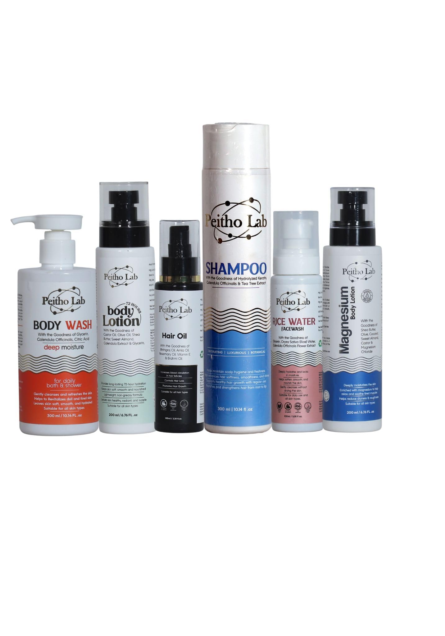 Grooming Essentials Set, Body Wash, Body Lotion, Hair Oil, Shampoo, Rice Water Face Wash, Magnesium Body Lotion, Pack of 6-image-13