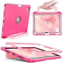 INFILAND Kids Case for iPad A16 11 Inch 2025 11th Gen, iPad 10th Generation 10.9 Inch 2022, Durable Shockproof Stand Protective Cover with Pencil Holder/Handle Magenta-Pink