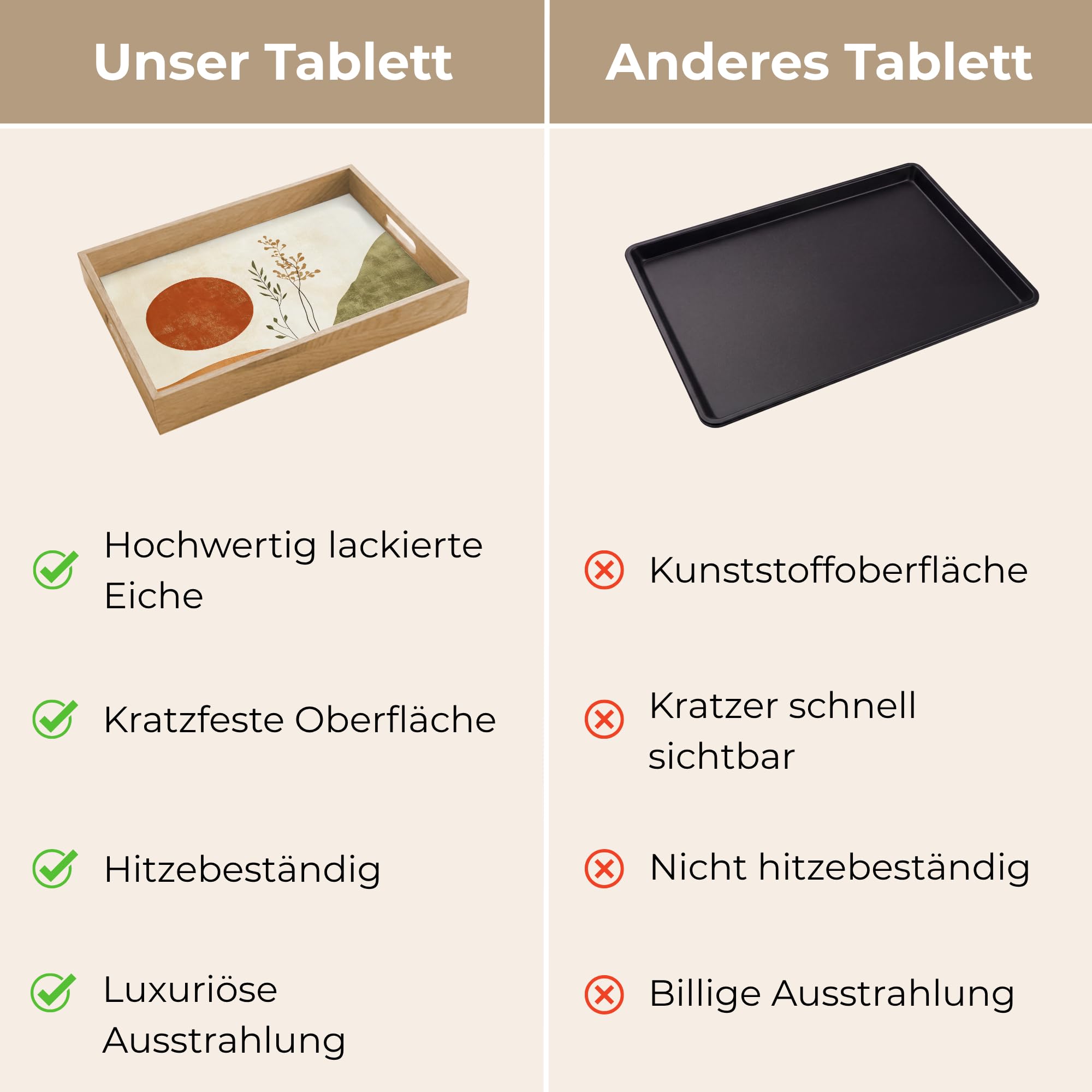 Holztablett Rechteckig 40x30 cm Küchentablett Servier Tablett Eiche Serviertablett Holz Servierplatte Mit Henkel Tray Kaffeetablett Sonne - Abstrakt - Äste - Orange
