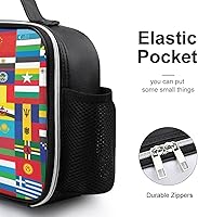 Vista 4 de Bolsa de almuerzo con bandera mundial, reutilizable, aislada, desmontable, de cuero, con asa para preparación de comidas, soporte para picnic