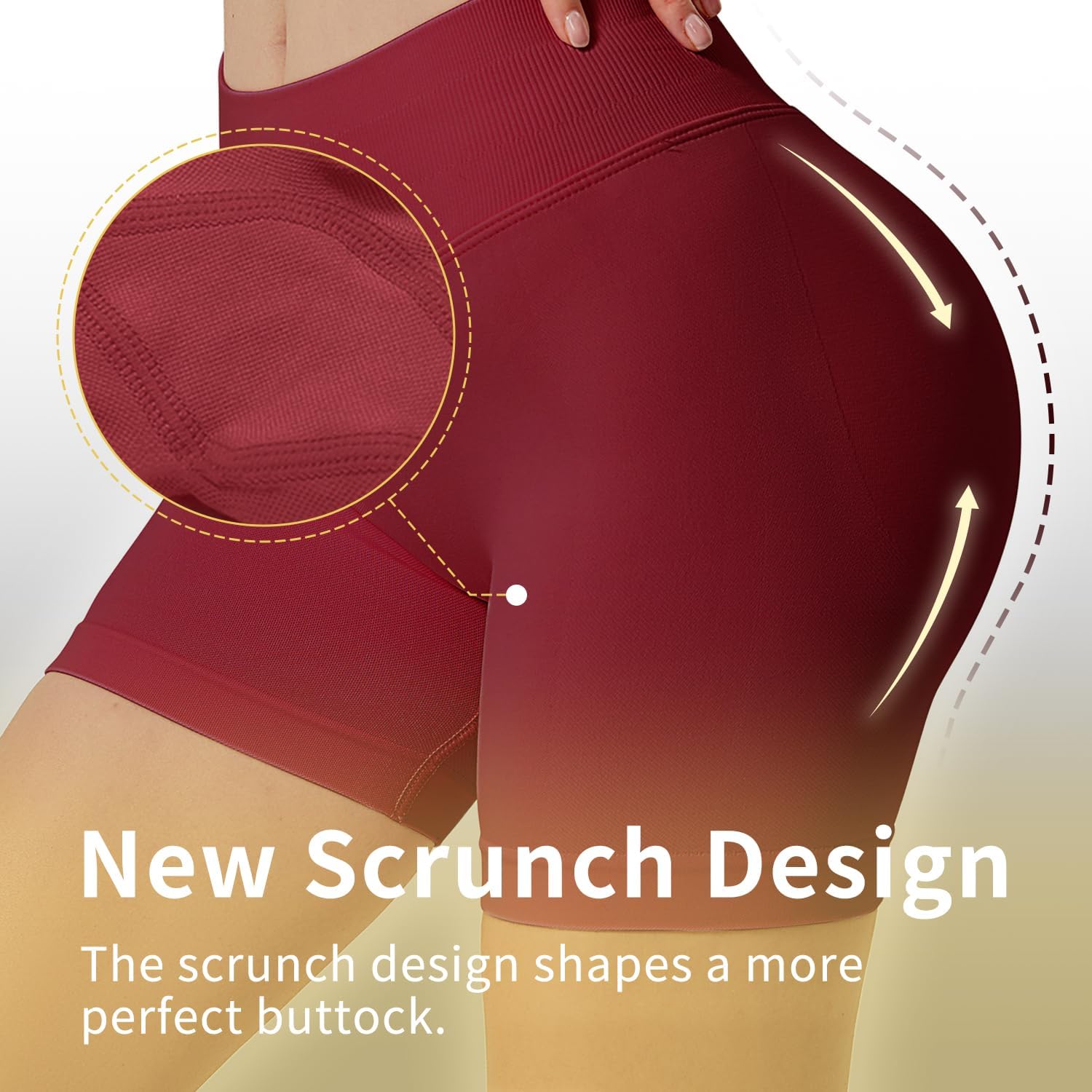 Women Workout Impact Shorts 4.5 Scrunch Butt Lifting Tummy Control Gym Shorts Comfy Running Seamless Booty Biker Shorts - Image 4