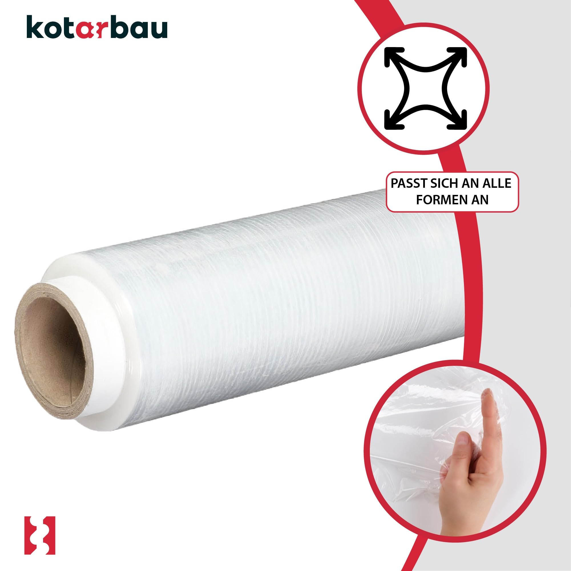 KOTARBAU® 6 rotoli di pellicola estensibile 2,6 kg | L 350 m larghezza 50 cm | Rotolo di pellicola estensibile trasparente pellicola per imballaggi mobili