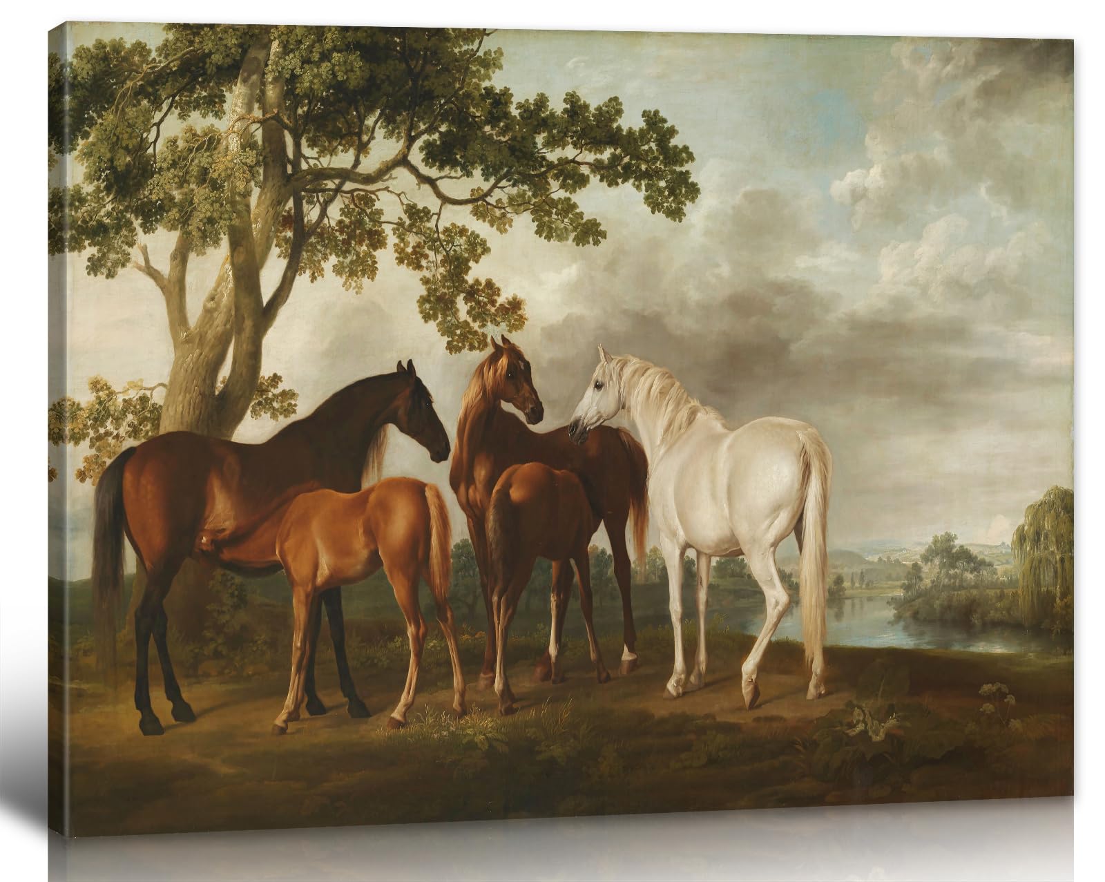 2er-Set Pferde Leinwandbilder 40,6x61 Cm – Rustikale Tierbilder Für Wohnzimmer, Bauernhaus-Deko