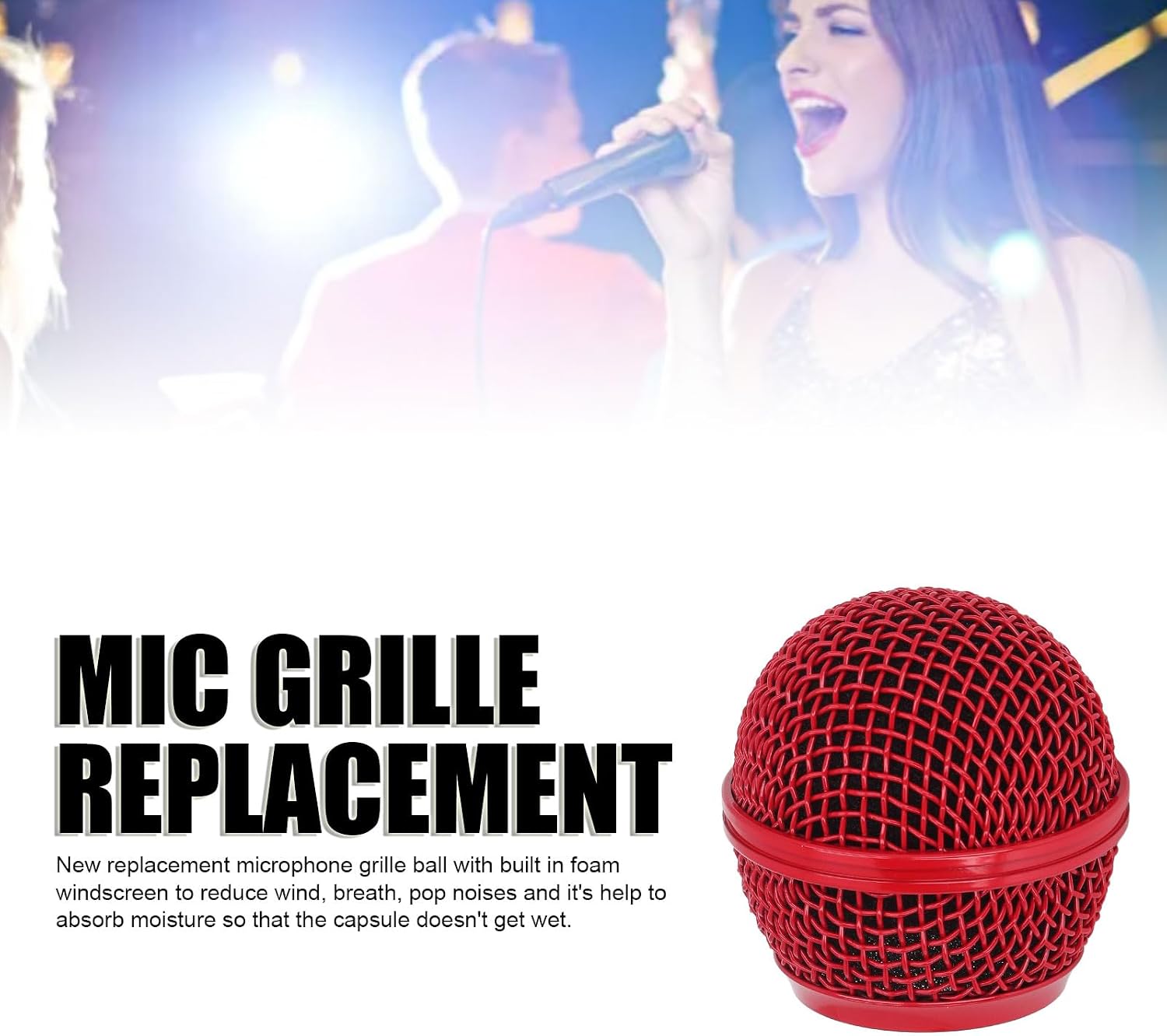 Microphone Grille Replacement 55mm Red Stainless Steel image 2