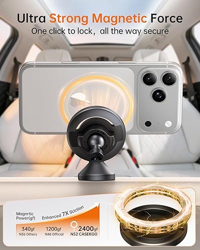 Vista 5 de SYNCWIRE for MagSafe Car Mount - 360 Rotation Magnetic Phone Holder for Car Dashboard, Strong Magnet Car Phone Holder Mount Compatible iPhone 17 Pro
