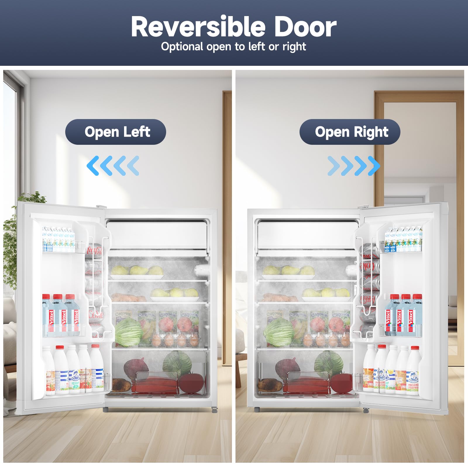 PeacefulHues 4.3 Cu.ft Mini Fridge with Freezer, Compact Refrigerator for Bedroom Office Dorm RV, Single Door Adjustable Temperature, Removable Shelves & Crisper Drawer on Fridge.com