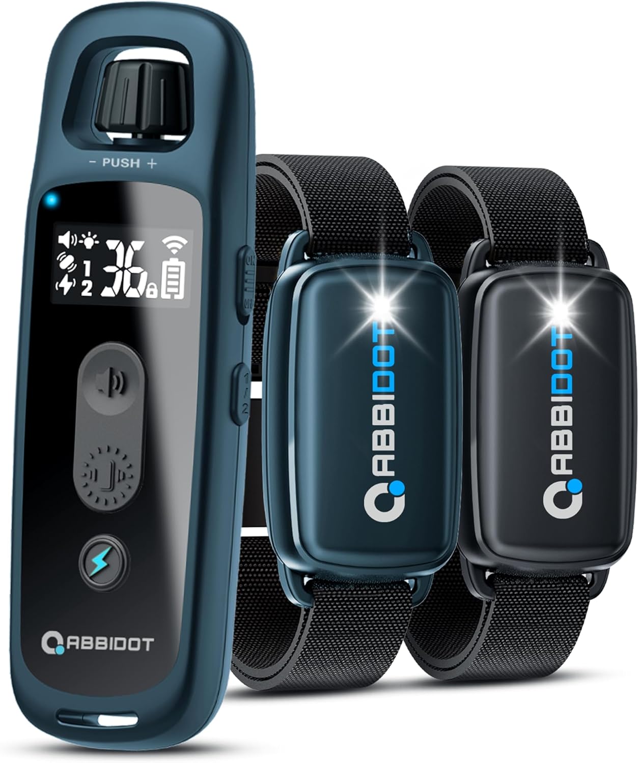 ABBIDOT Shock Collar for Dogs, 3300 FT Dog Training Collar with Remote, IPX7 Waterproof with 4 Training Modes, Rechargeable E-Collar for All Breeds (15-120 lbs) (Navy Blue, 2 Collars)