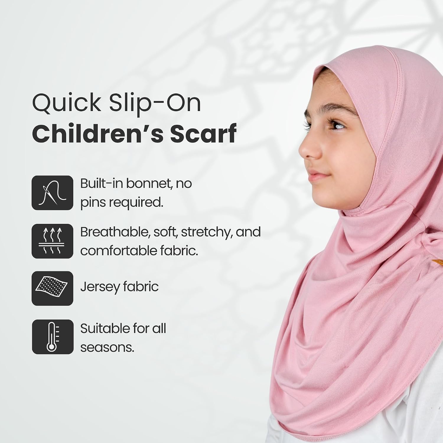ihvan online, Easy To Wear Hijab for Girls, Soft Viscose One-Piece Instant Headscarf for Kids, Daily Wear & Prayer & Travel