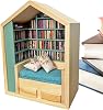 Wooden House Kit, Miniature Dollhouse Kit - 3D Puzzle Book Knook, Handmade Tiny House, Small World in Tree, Wooden Decor, Small Bookstore for Living Room Bedroom