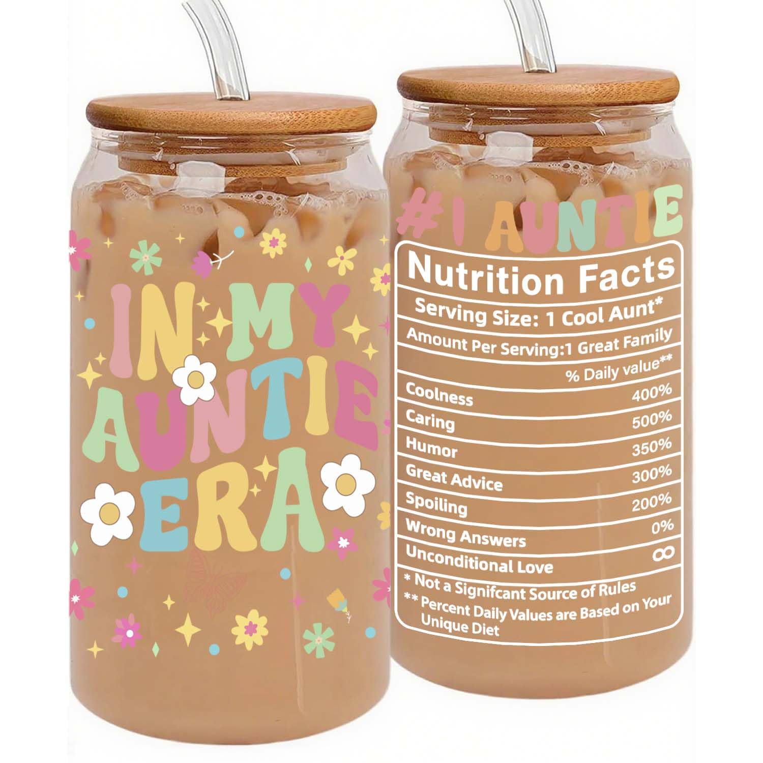 Aunt Birthday Gifts Ideas - Mother’s Day Gifts for Auntie from Niece - Funny Gifts for Auntie, Promoted to Aunt - 16 Oz Can Glass