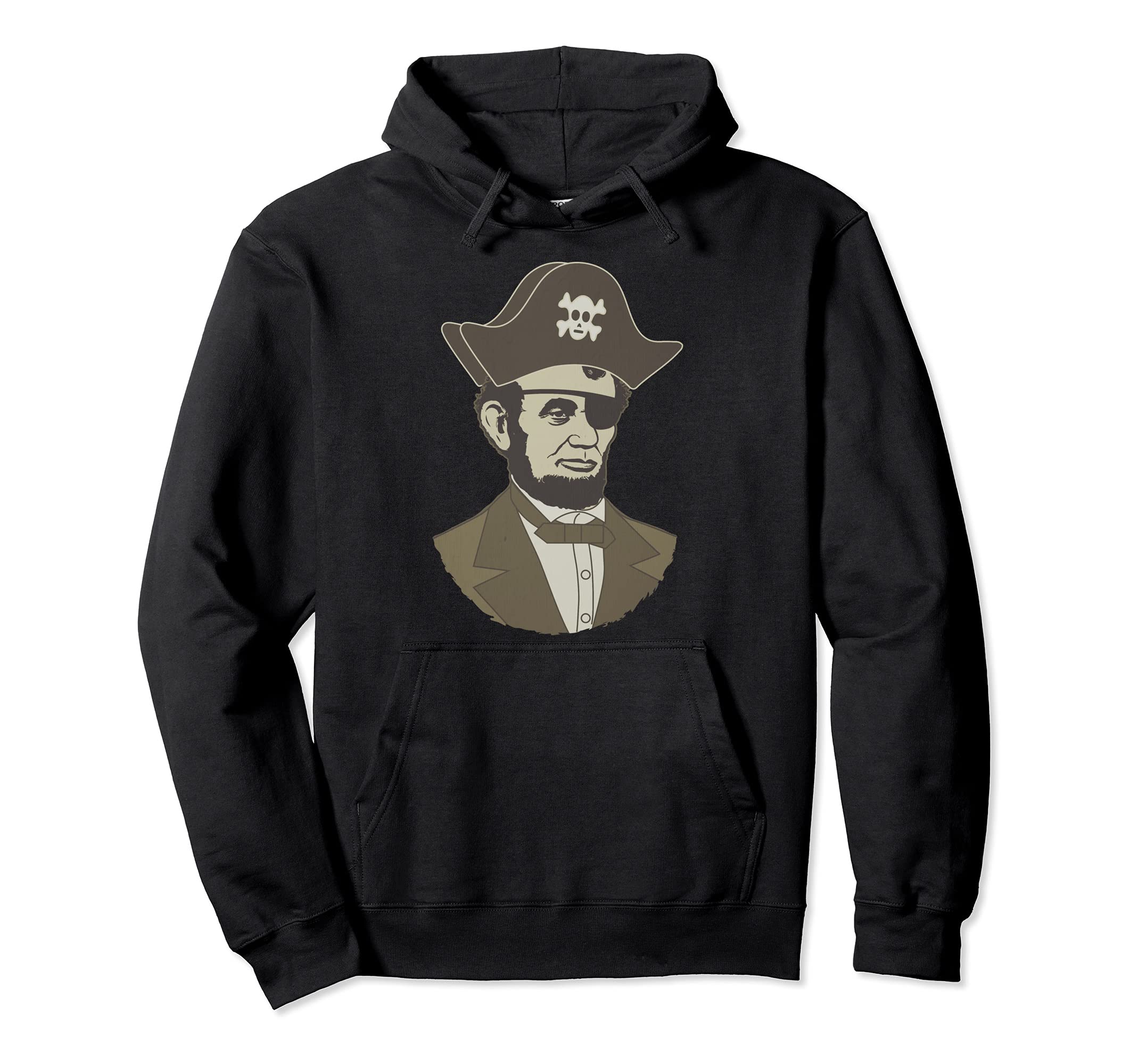 Vintage Pirate Abe Lincoln Pullover Hoodie, Black, S