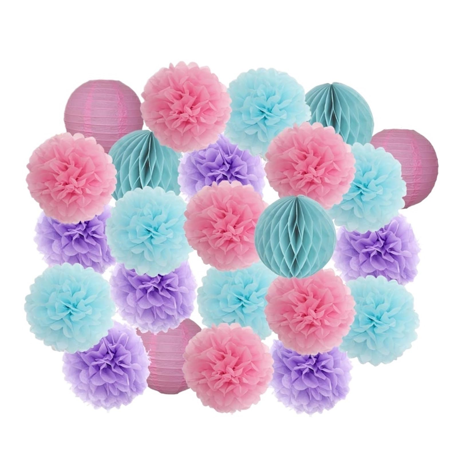 Junge Mädchen Geburtstag Party gefallen rosa weiß Set Runde Papier Ball Laterne falten Taufe Hochzeit Dekor Pompom Geburtstag Party Karneval