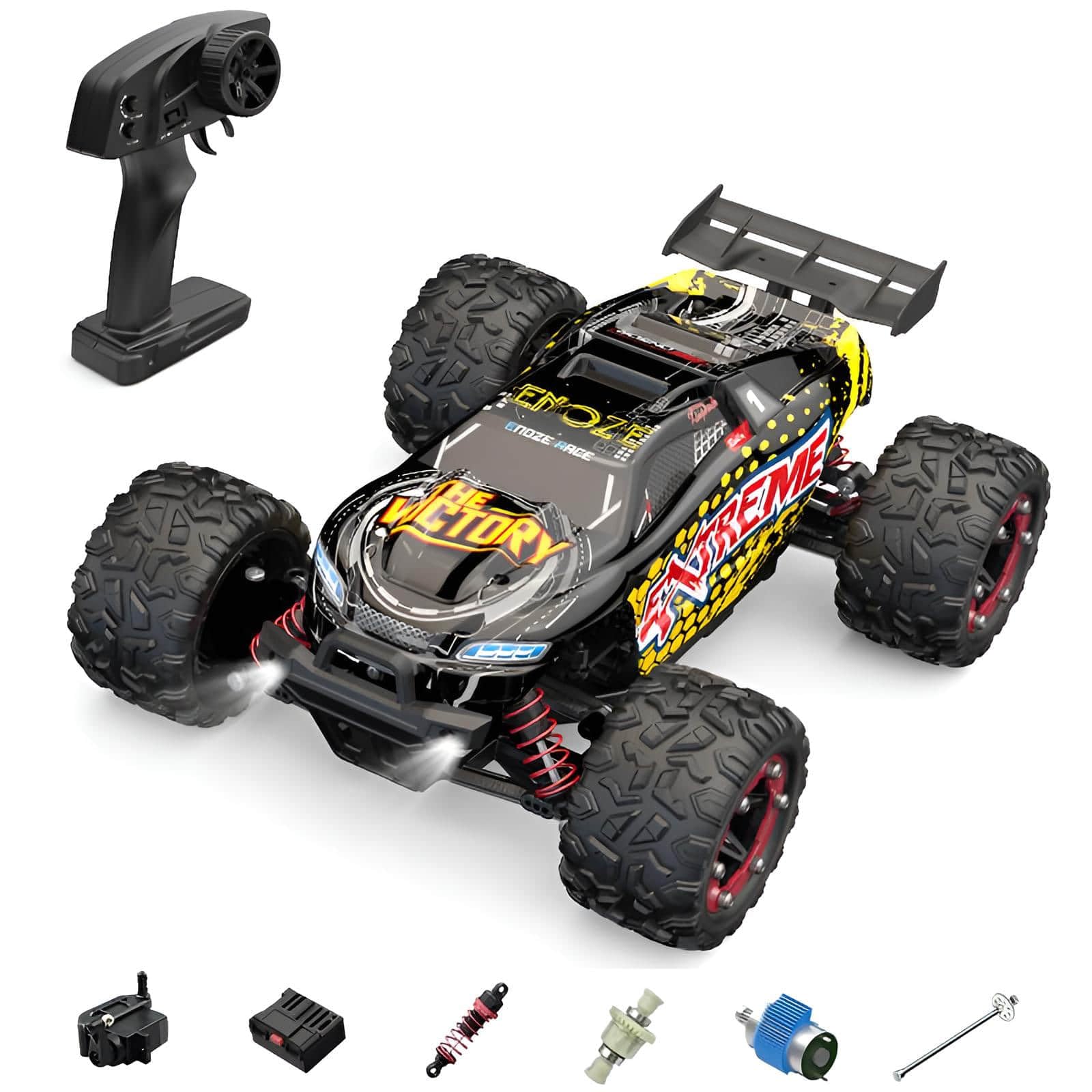 Skala 1:18 4wd High-speed Rc Buggy, 40km / H All-terrain Rc Climbing Vehicle Z Wodoodporną Karoserią, światłami Led I Gumowymi Oponami Odpornymi Na Zużycie (Yellow)