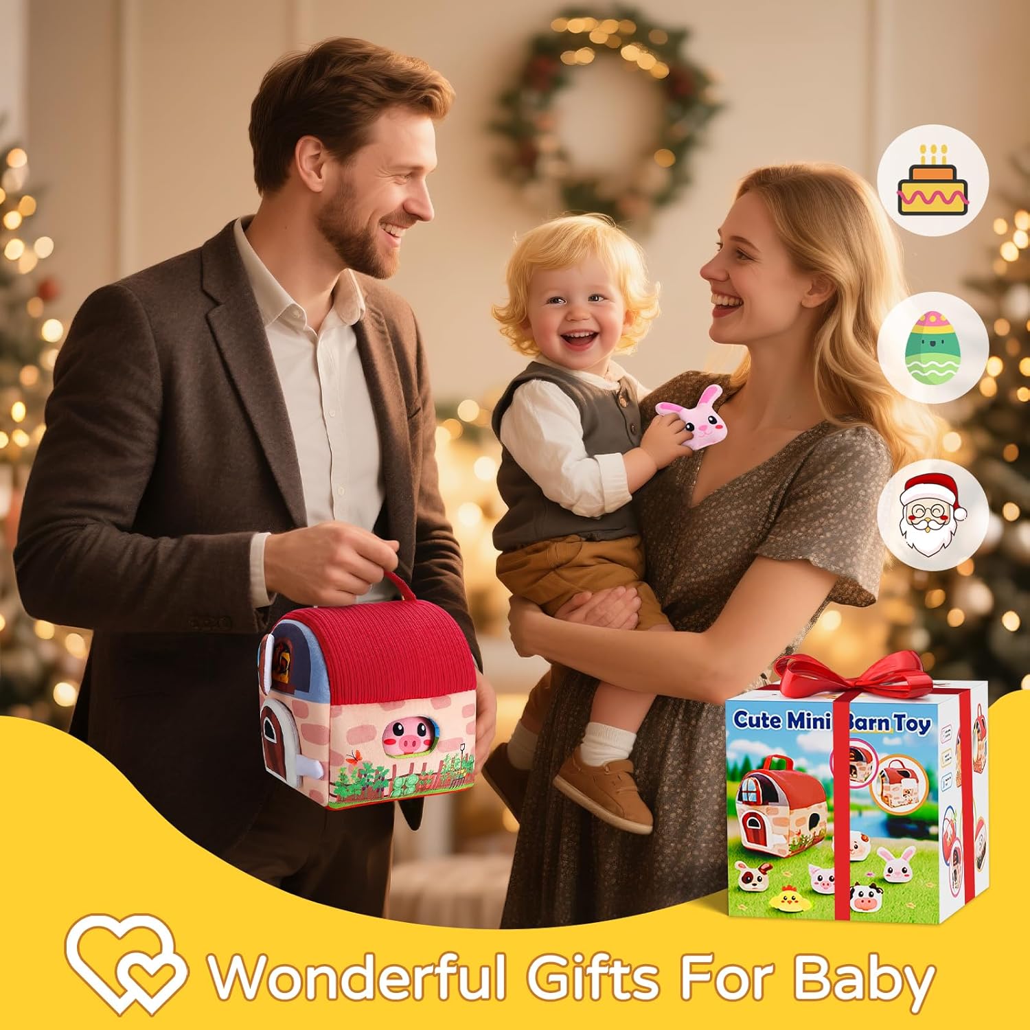 Vanvimen Baby Girl Toys 6-12 Months, Surprise Barn with 12 PCS Stuffed Farm Animals, Montessori Sensory Developmental Learning Toys for 6-12 Months, Ideals 6 7 8 9 Month Old Baby Boy Girl Gifts Toy