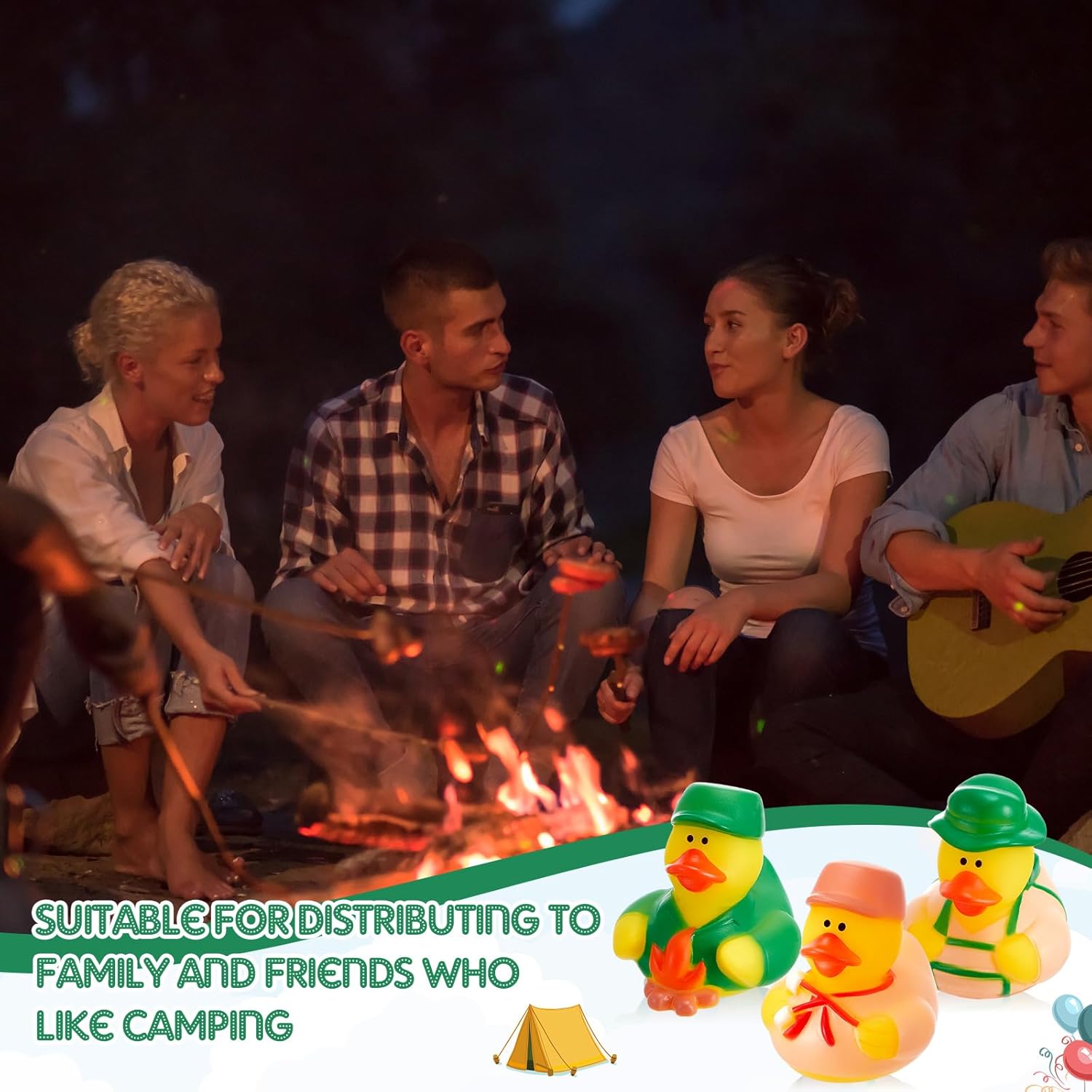 48 Pcs Camp Rubber Duck Bulk Summer Vacation Party Favors 2 Inch Rubber Ducks Gifts for Camping Adventure Theme Birthday Party Decoration