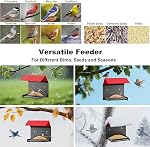 FANHAO Metal Bird Feeder pour l'extérieur, la suspension & Feeder mural d'oiseaux sauvages avec perche et le mesh de drainage, plate-forme de suspension imperméable Bird House pour attirer les oiseaux, facile à nettoyer & Recharge